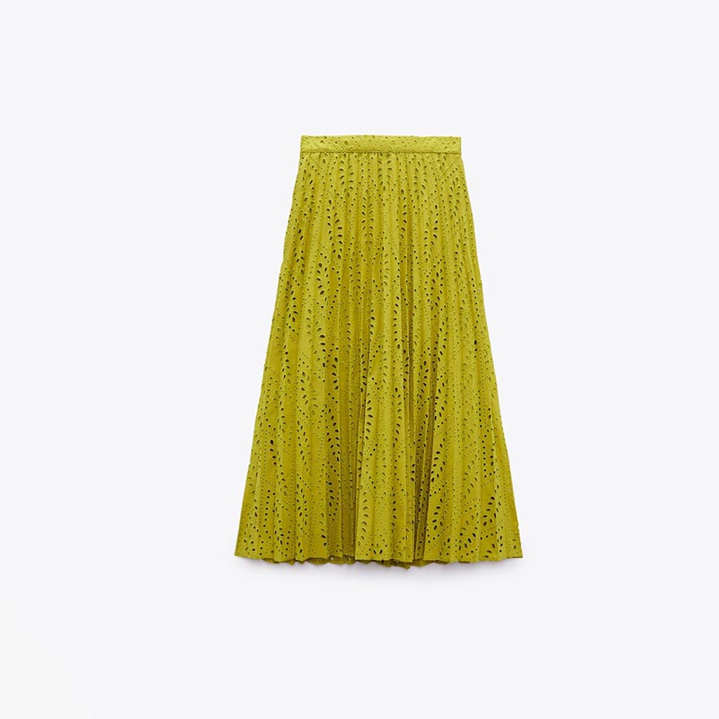 embroidered pleated skirt