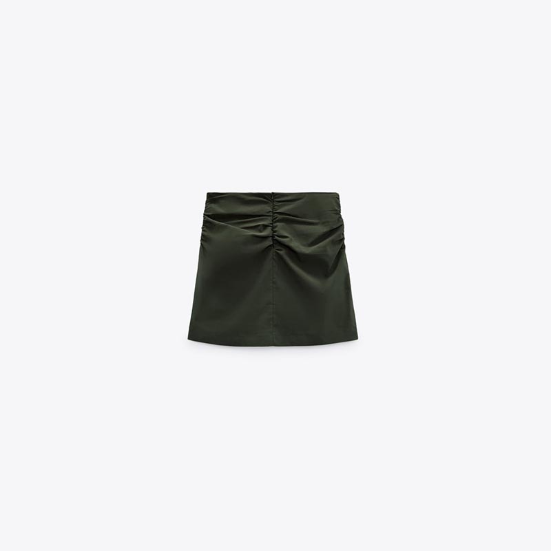Stretch linen-blend skirt