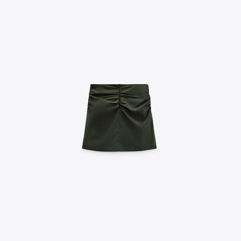 Stretch linen-blend skirt