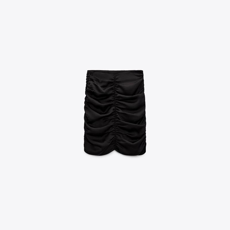 ruched silk-satin skirt