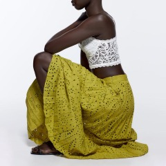 embroidered pleated skirt