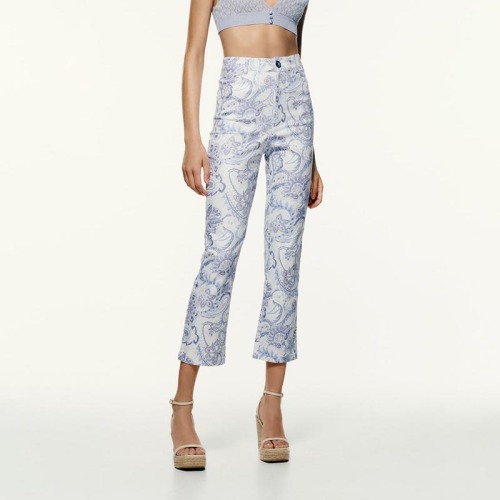 printed straight-leg pants