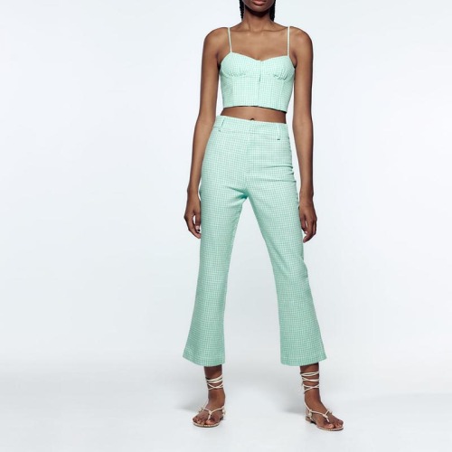 textured flared trousers