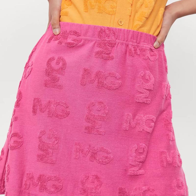 pink co ord mg embossed mini skirt