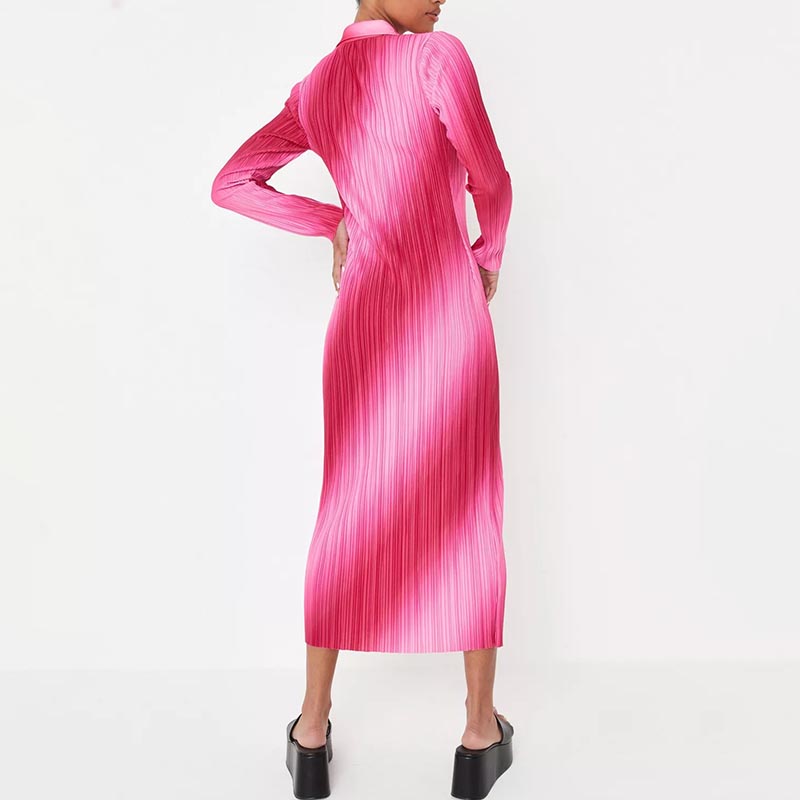 pink ombre button down plisse midaxi shirt dress