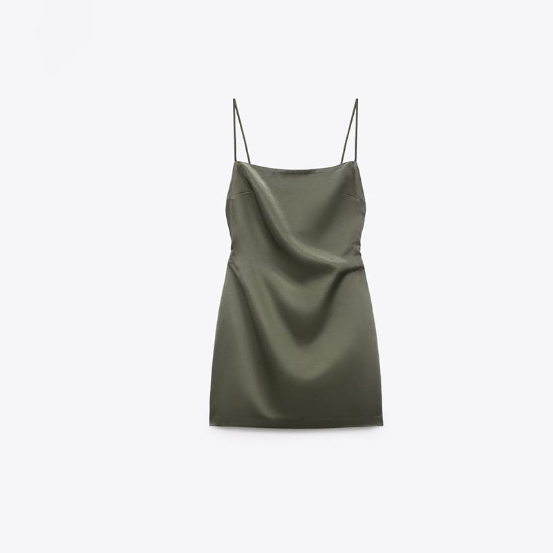Silk-satin-textured linen-blend dress