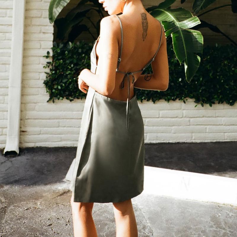 Silk-satin-textured linen-blend dress