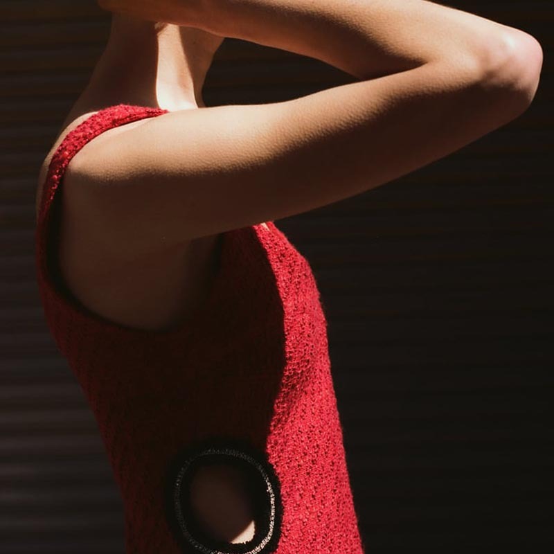 TEXTURED CUT-OUT DRESS