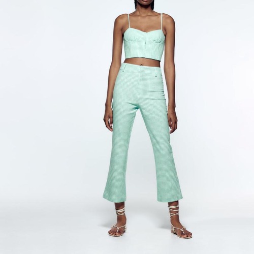 textured flared trousers