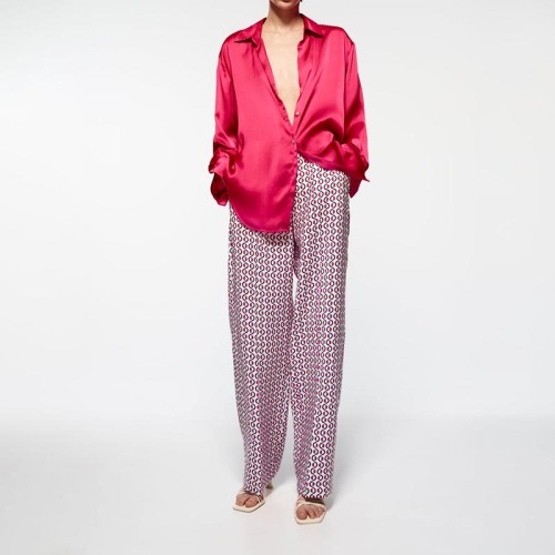 printed straight-leg pants