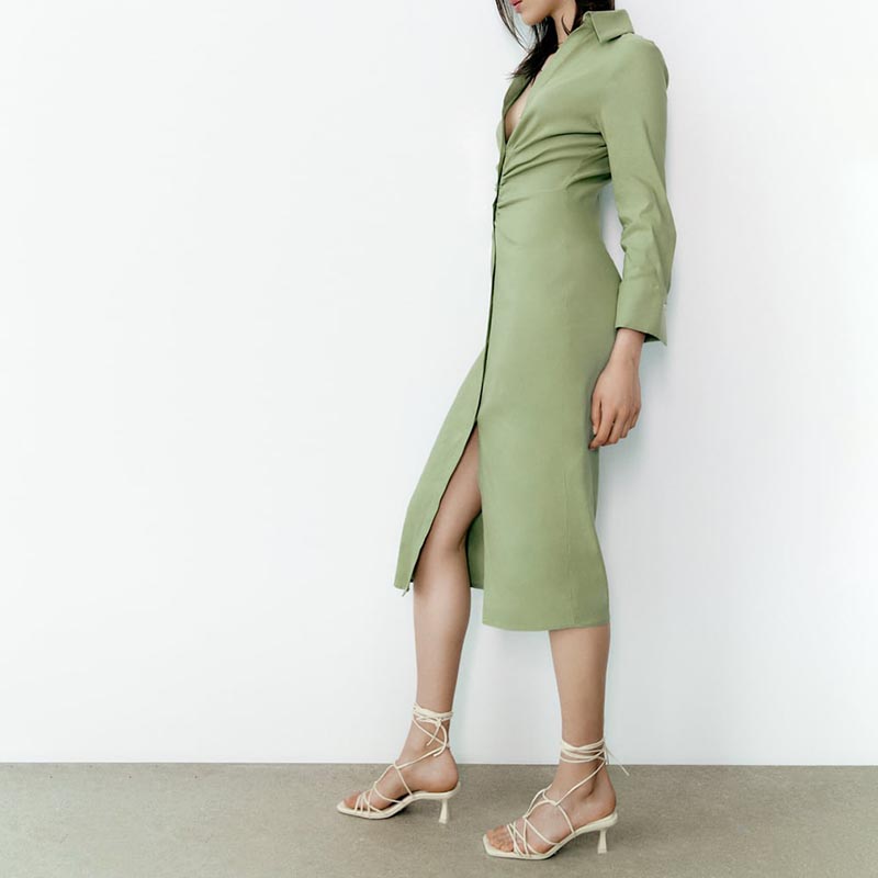 ruched shirt dress