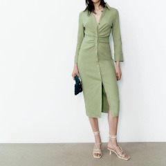 ruched shirt dress