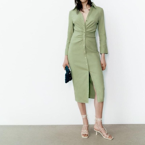 ruched shirt dress