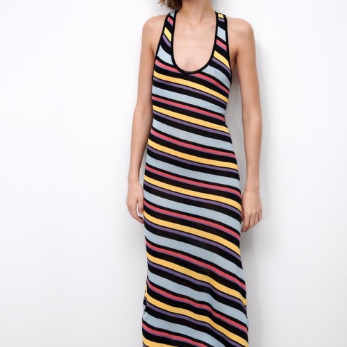 diagonal stripe knit dress