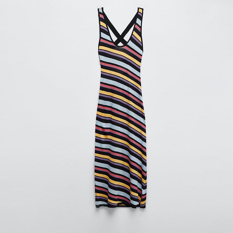 diagonal stripe knit dress