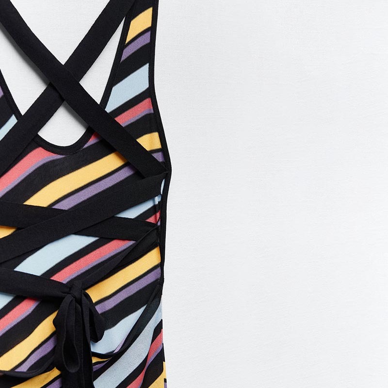 diagonal stripe knit dress
