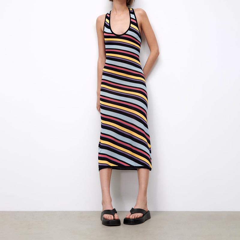 diagonal stripe knit dress