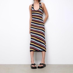 diagonal stripe knit dress