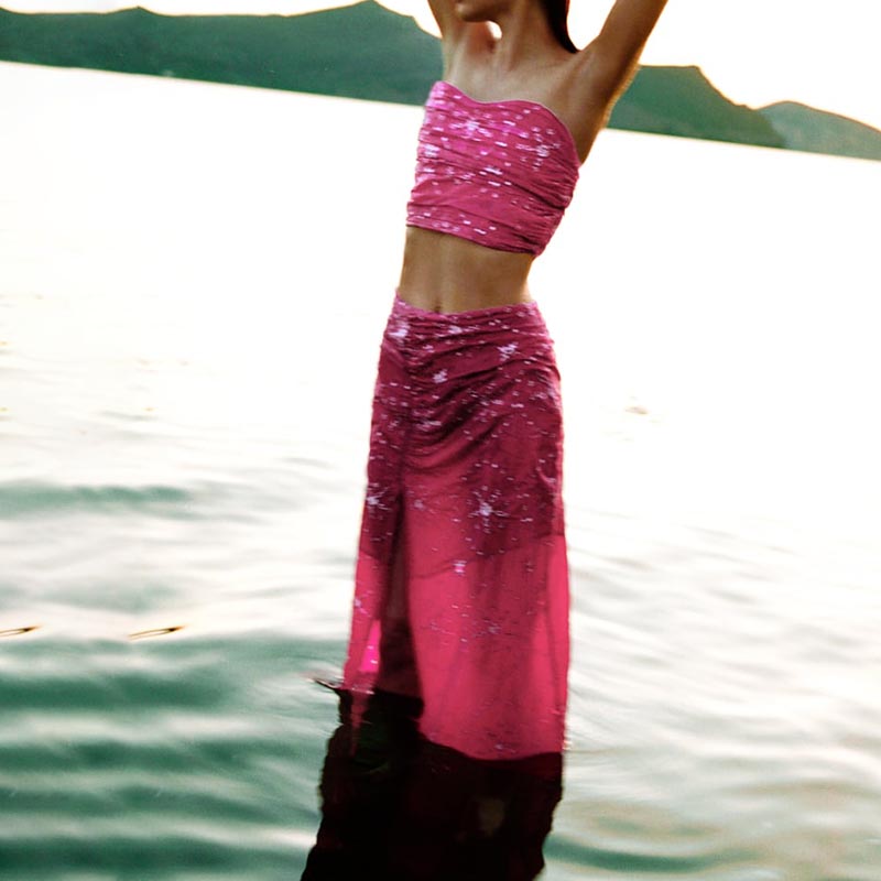 cutout embroidered skirt