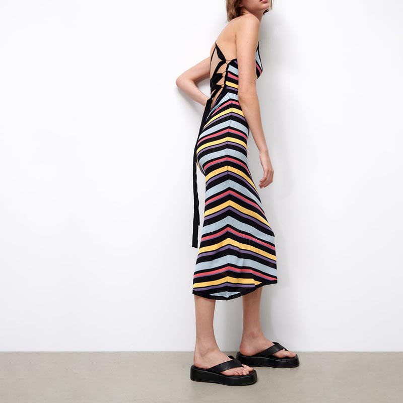 diagonal stripe knit dress