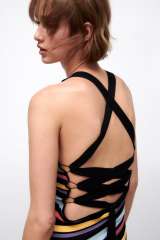 diagonal stripe knit dress