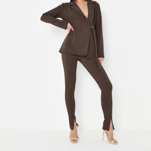chocolate co ord jersey cigarette trousers