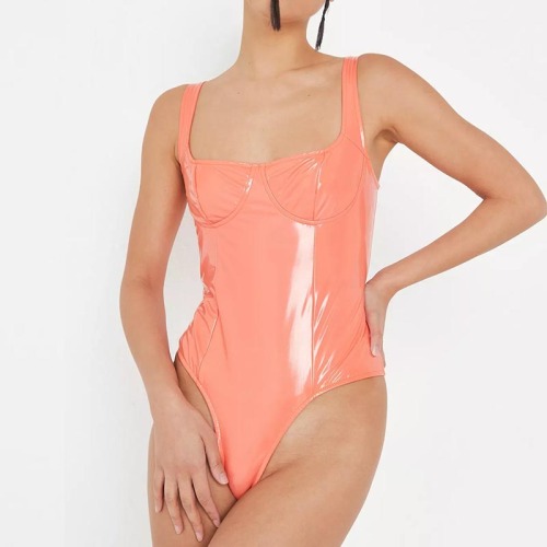 orange vinyl bodysuit