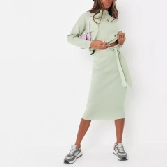 petite mint co ord tie-waist midi skirt