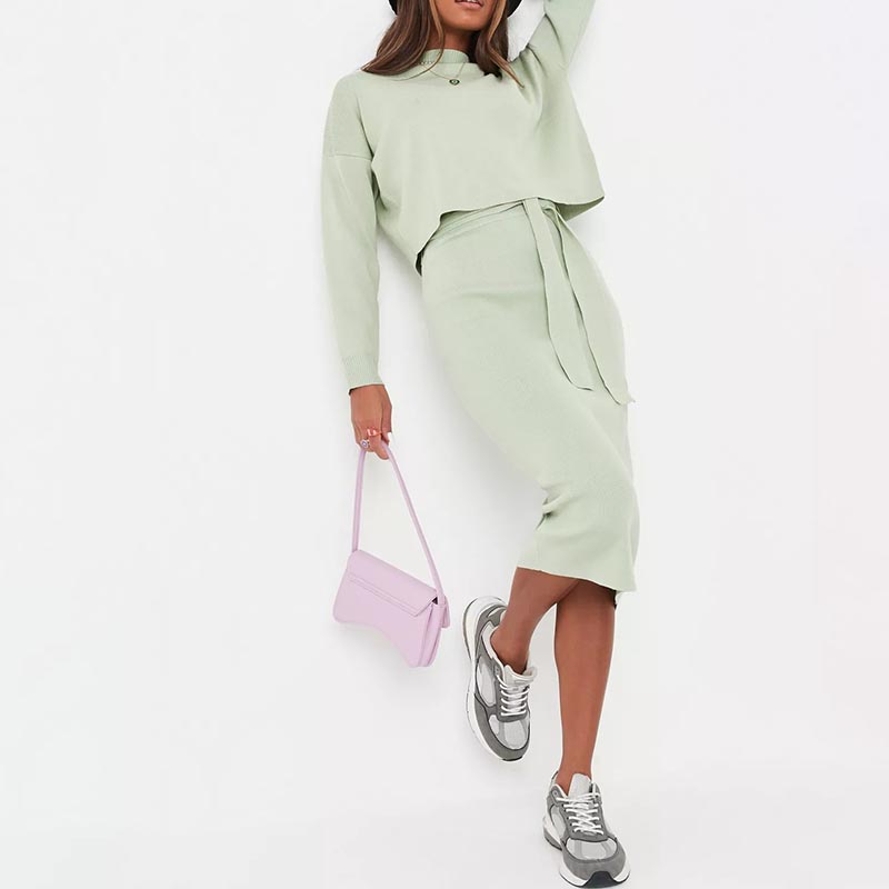petite mint co ord tie-waist midi skirt