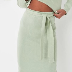 petite mint co ord tie-waist midi skirt