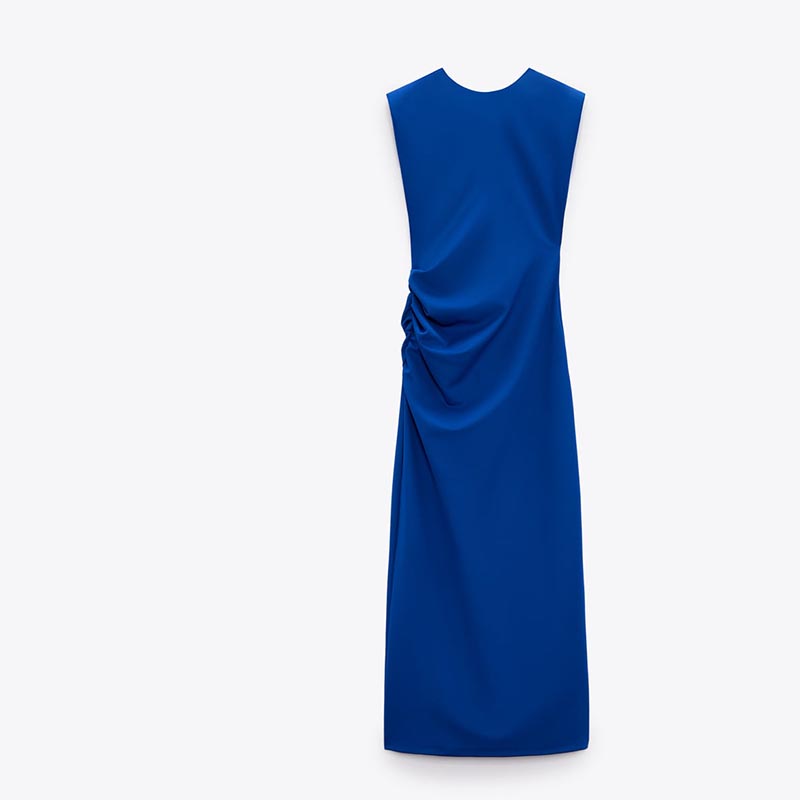 draped detail midi dress