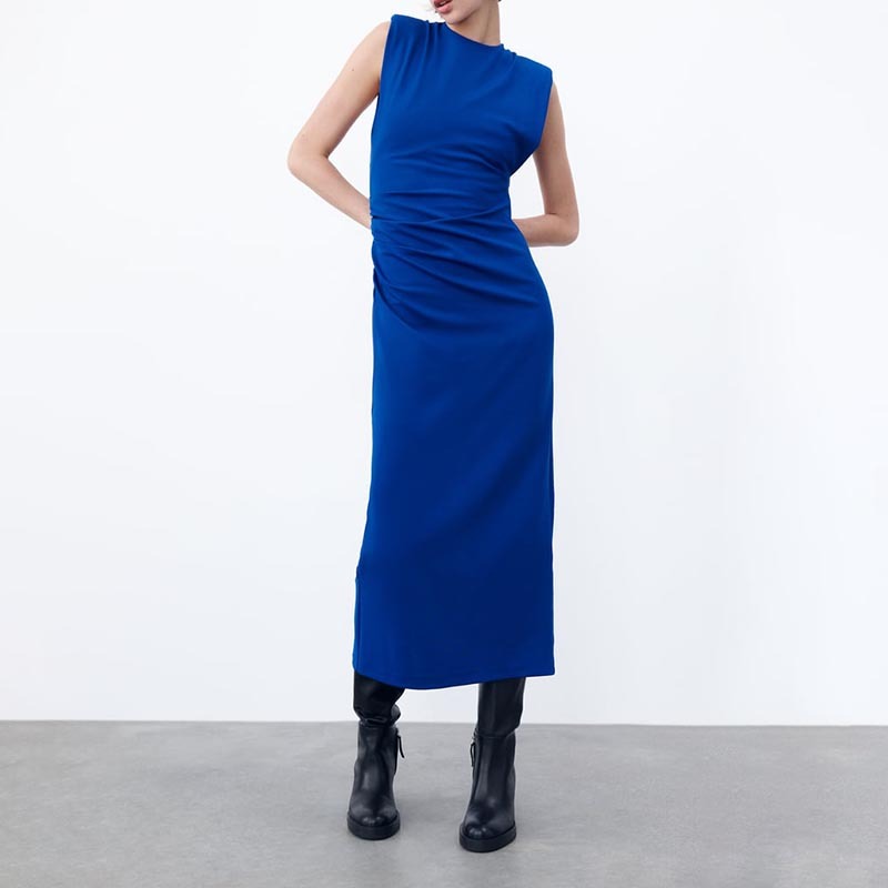 draped detail midi dress