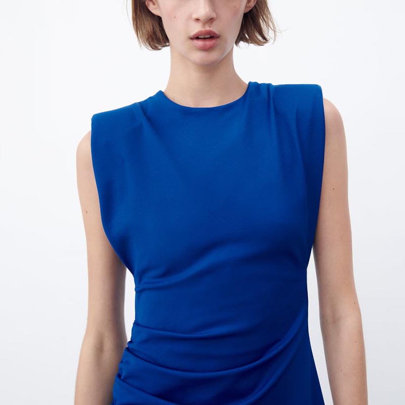 draped detail midi dress
