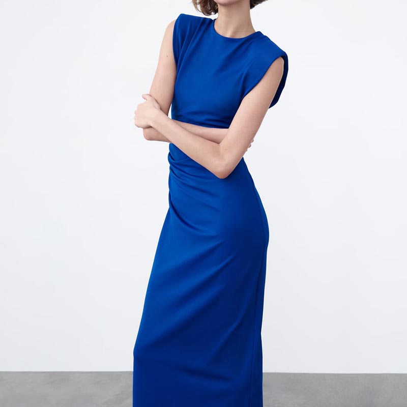 draped detail midi dress