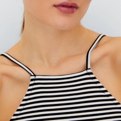 Cropped Halterneck Striped Dress