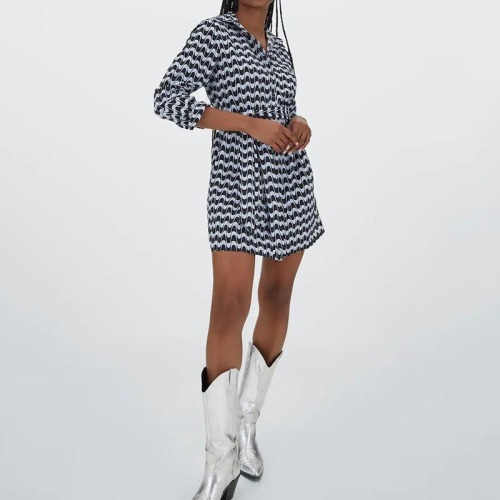 printed shirt dress