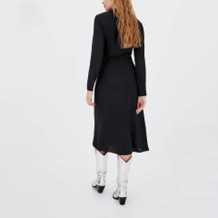 Gathered-Detailed POLO Shirt Midi Dress