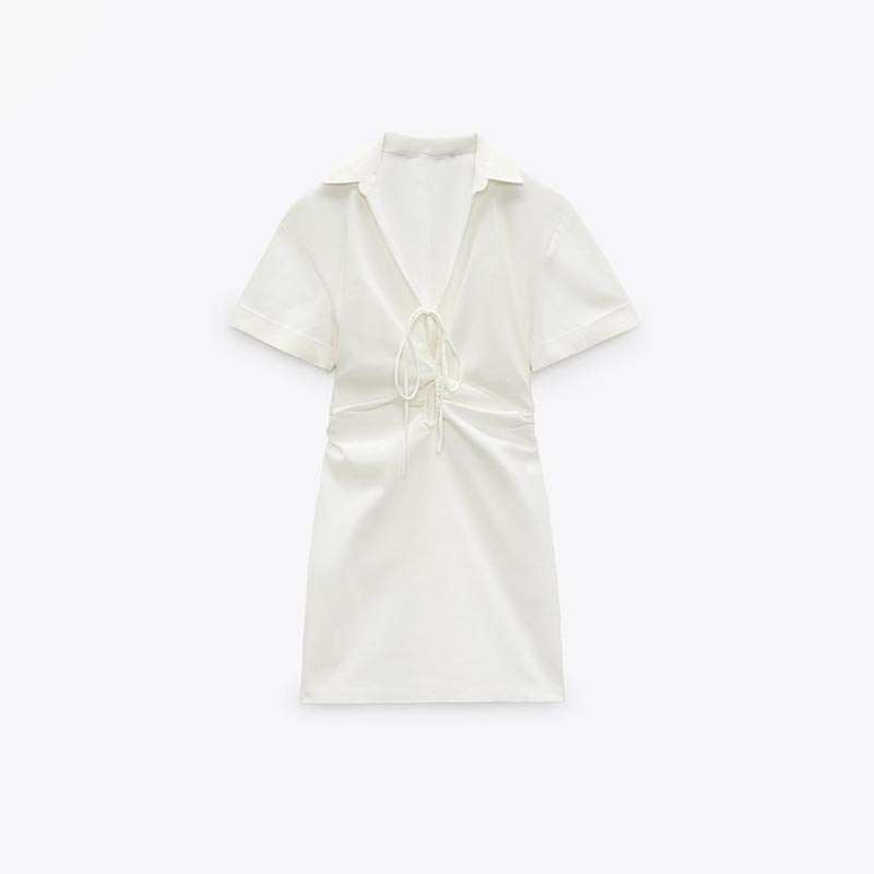 STRETCH LINEN BLEND DRESS