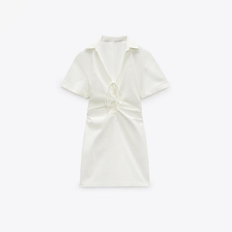 STRETCH LINEN BLEND DRESS