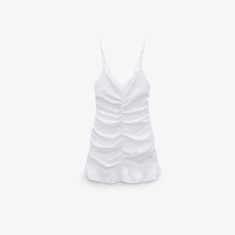 Linen-blend pleated dress