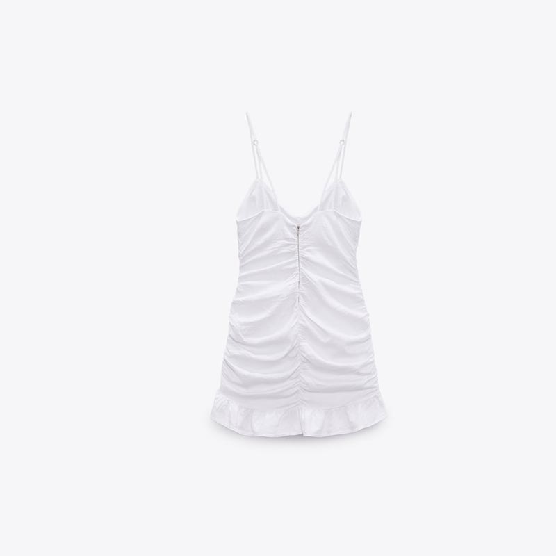 Linen-blend pleated dress