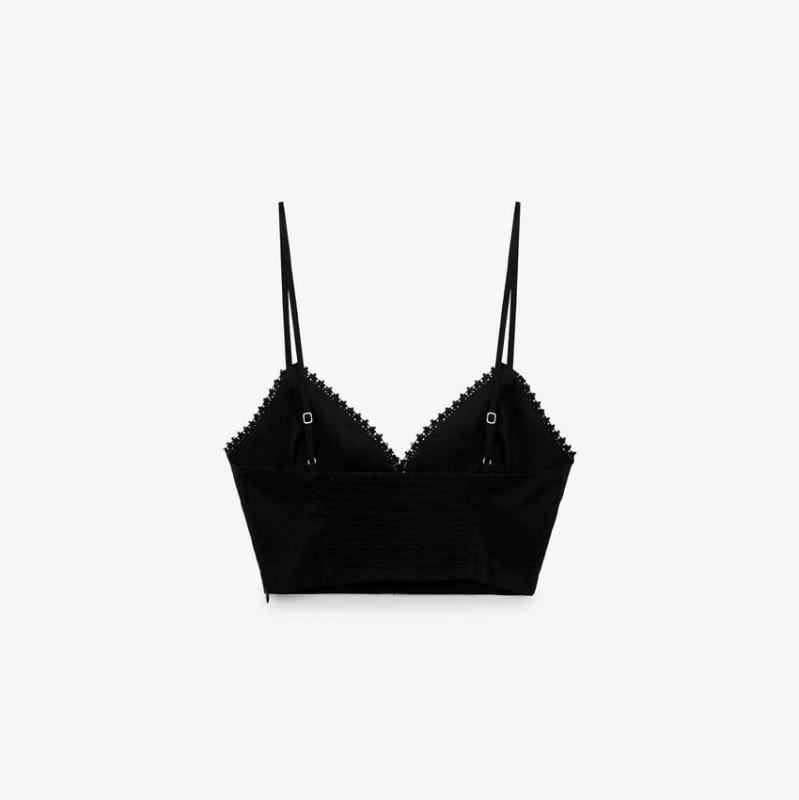 Poplin Top With Lace Trims