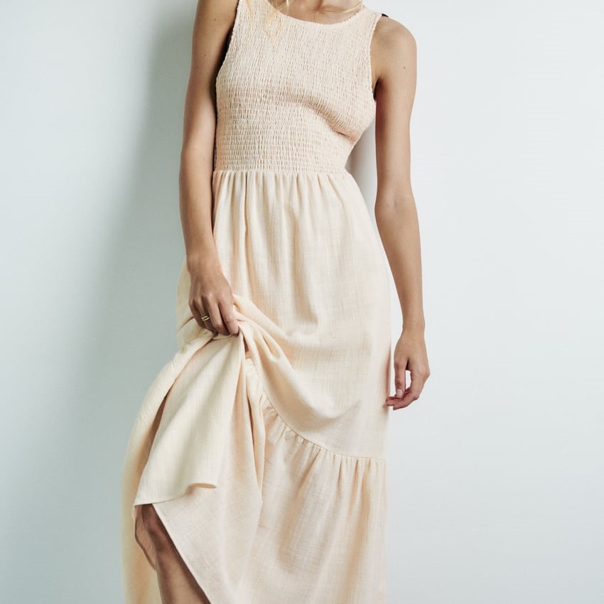 Rustic Dress With Low-cut Back