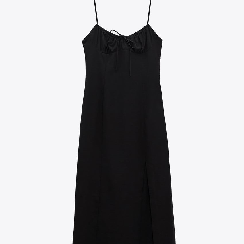 Linen Blend Midi Dress