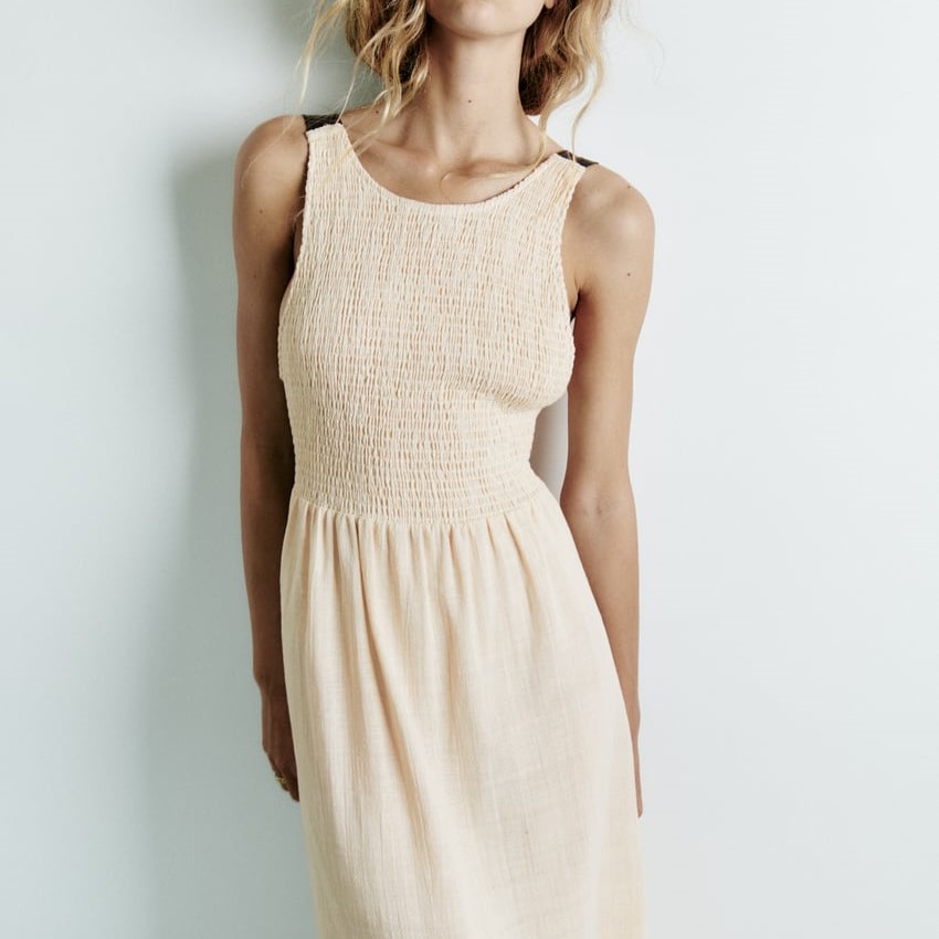 Rustic Dress With Low-cut Back