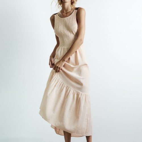 Rustic Dress With Low-cut Back