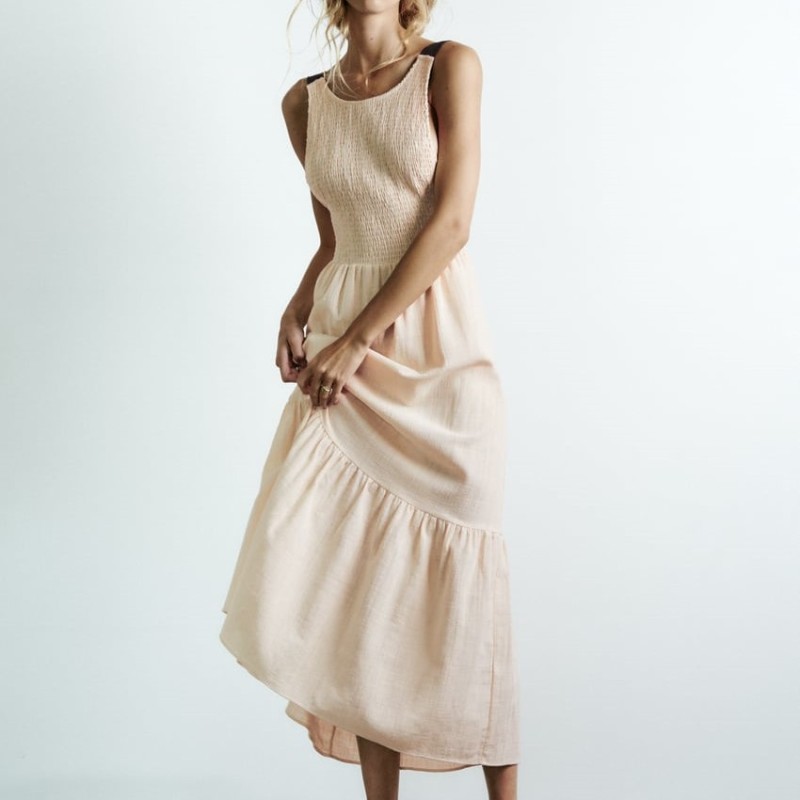 Rustic Dress With Low-cut Back