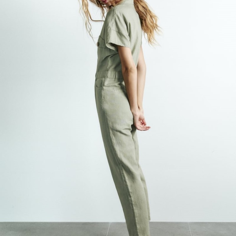 Long Linen Blend Jumpsuit