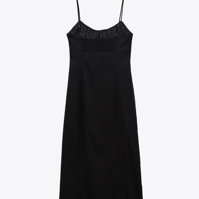 Linen Blend Midi Dress