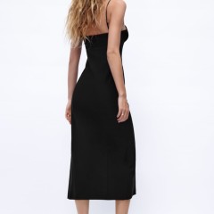 Linen Blend Midi Dress
